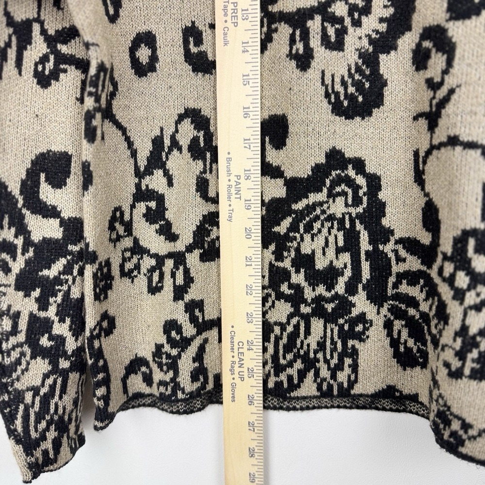 N Touch Sweater Women's XL Black Tan Mock Cowl Neck Long Sleeve Floral - Picture 4 of 9